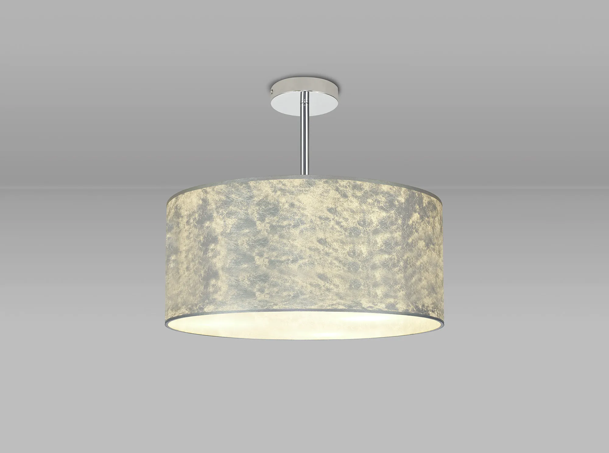 Baymont 50cm Semi Flush 3 Light Polished Chrome, Silver Leaf DK0791  Deco Baymont CH SL